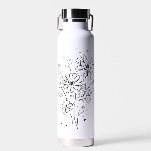 Abstrakte Blumenzeichnung Trinkflasche (Vorne)