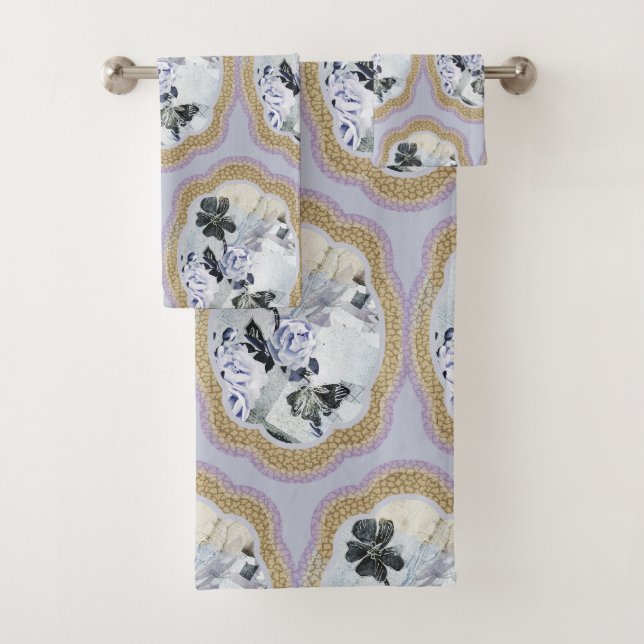 Abstrakte blumige Medallion Badhandtuch Set (Insitu)