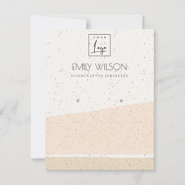 Abstrakte Blush-Keramik-Wave-Ohrring-Logo Einladung (Vorderseite)