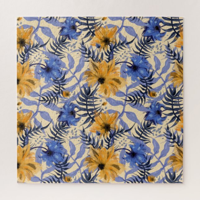 Abstrakte Blüte: Aquarellfarben Modernes Muster Puzzle (Vertikal)