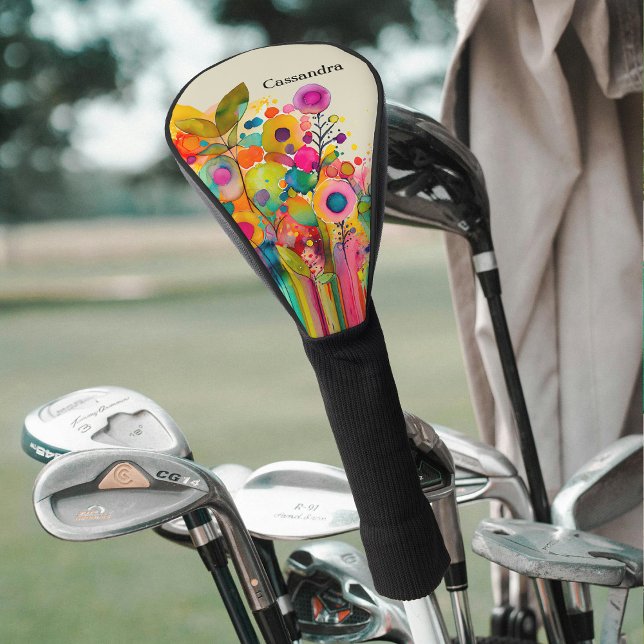 Abstrakte Blüte Golf Headcover (Protect your golf clubs with these pretty floral club covers from Night and Day Designs)