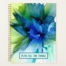 abstrakte Blüte "Plan All the Things" in blau Planer