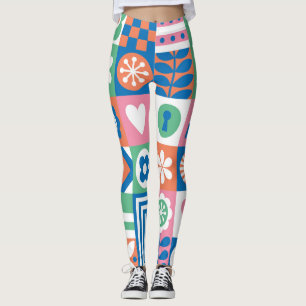 Abstrakte Blüte: Skandinavisches Volksmuster. Leggings
