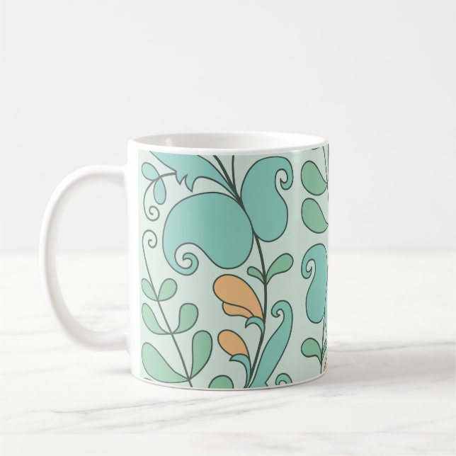 Abstrakte Blüte: Vintages nahtloses Muster Kaffeetasse (Links)