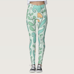 Abstrakte Blüte: Vintages nahtloses Muster Leggings