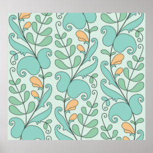 Abstrakte Blüte: Vintages nahtloses Muster Poster