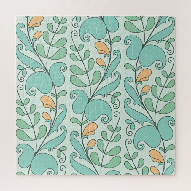 Abstrakte Blüte: Vintages nahtloses Muster Puzzle (Vertikal)
