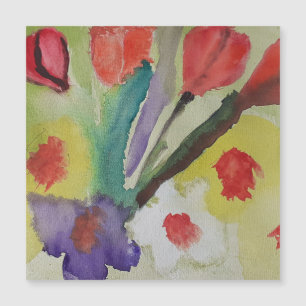 Abstrakte Blüten und Frühlingsblumen Magnetkarte