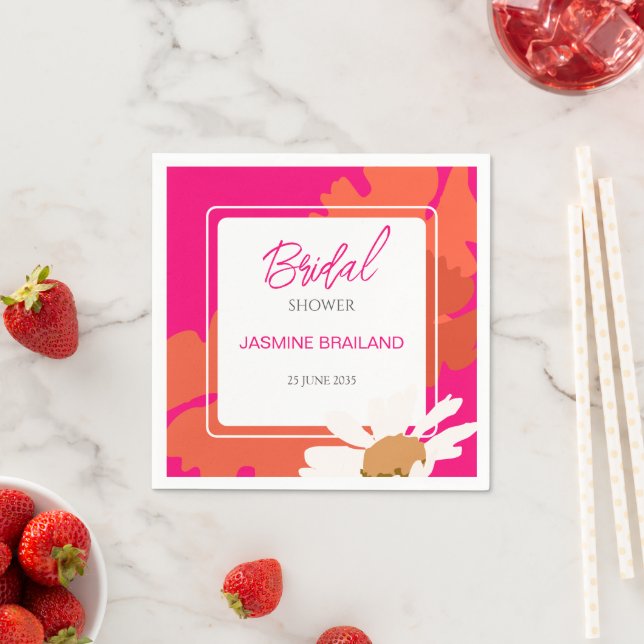 Abstrakte Blütenbrücke in Pink und Orange Daisy Serviette (Beispiel)