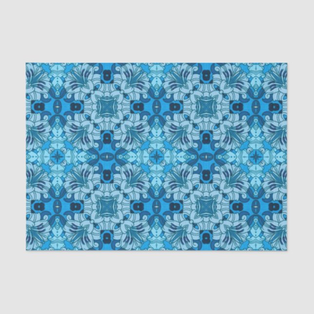 Abstrakte Blütenfarbe Blau Seidenpapier (Vorderseite)