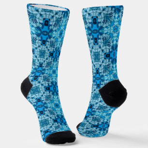 Abstrakte Blütenfarbe Blau Socken