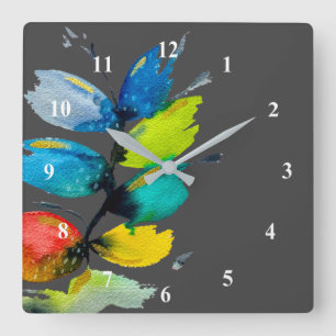 abstrakte Blütenfarbe Quadratische Wanduhr