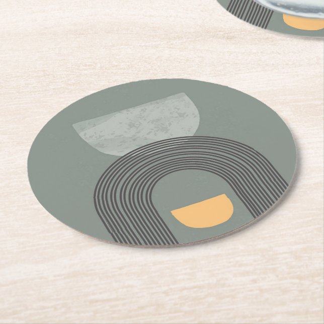 Abstrakte Bohemische Formen Runder Pappuntersetzer (Angewinkelt)