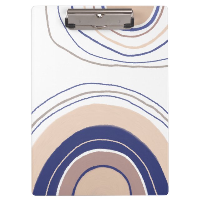 Abstrakte Boho Arches - Blau und Beige Klemmbrett (Vorderseite)
