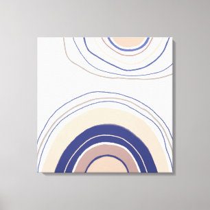 Abstrakte Boho Arches - Blau und Beige Leinwanddruck