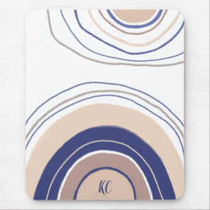 Abstrakte Boho Arches - Blau und Beige Mousepad