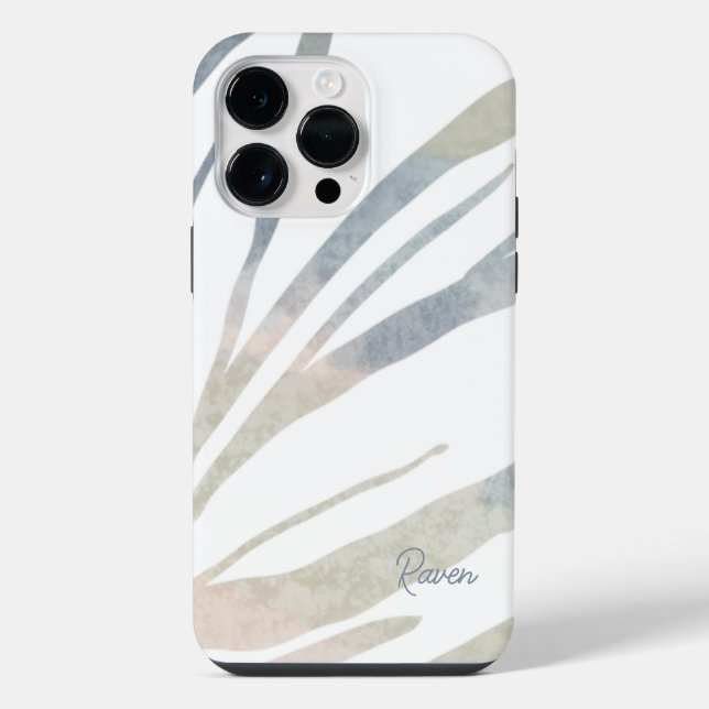 Abstrakte Boho-Blätter mit Namen iPhone Hülle (Rückseite)