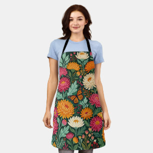 Abstrakte Boho-Chrysanthemen-Schmetterlinge-Schürz Schürze