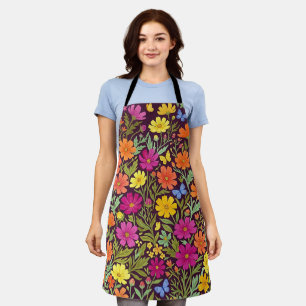Abstrakte Boho-Cosmos-Blumen-Schmetterlings-Schürz Schürze