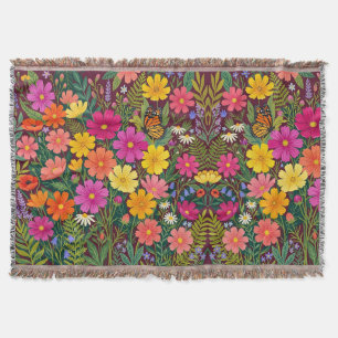 Abstrakte Boho-Floral-Cosmos-Schmetterlingsdecken Decke