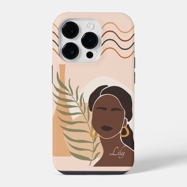 Abstrakte Boho-Frau Illustration, Boho Chic iPhone Hülle (Rückseite)