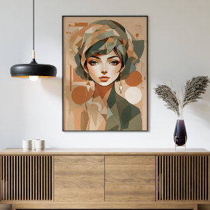 Abstrakte Boho-Frau Portrait Geometric-Wall-Poster Poster