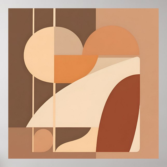 Abstrakte Boho-Geometrie Terrakotta Modern  Poster (Vorne)