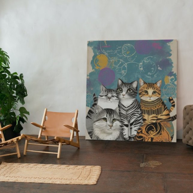 Abstrakte Boho Katzen Wohngestaltung Poster drucke (Von Creator hochgeladen)