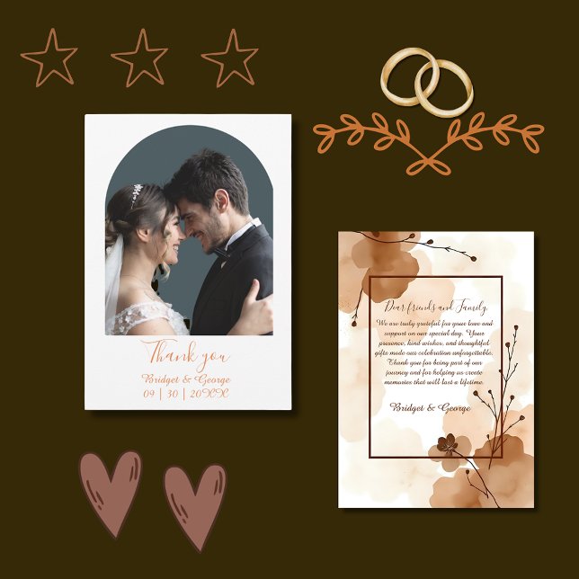 abstrakte boho minimale moderne Hochzeit Dankeskarte (Von Creator hochgeladen)