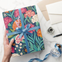 Abstrakte Boho-Nelken-Schmetterlinge-Geschenkpapie