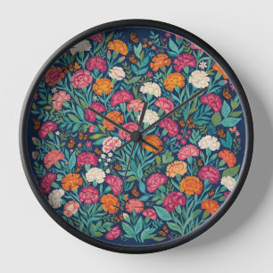 Abstrakte Boho-Nelken-Schmetterlinge-Kunst-Uhren Uhr