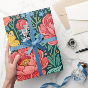 Abstrakte Boho-Pfingstrosen-Schmetterlinge-Geschen Geschenkpapier