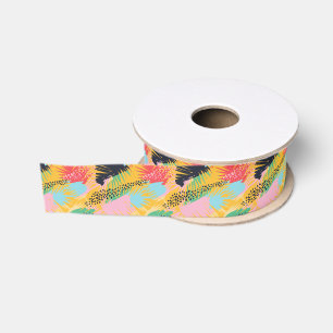 Abstrakte Boho Tropical Palm-Blätter Ripsband