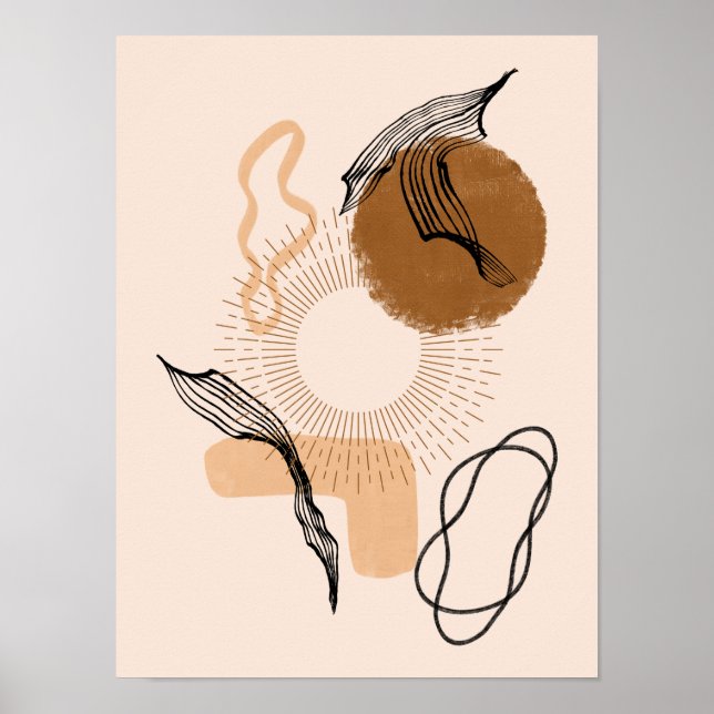 Abstrakte Boho Women Illustration , erdige Töne Poster (Vorne)