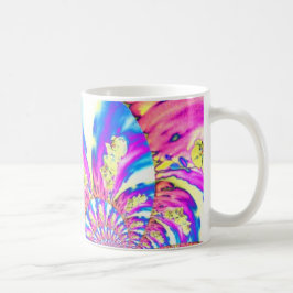 Abstrakte bohrosa orange-blaue lila Orchidee Kaffeetasse