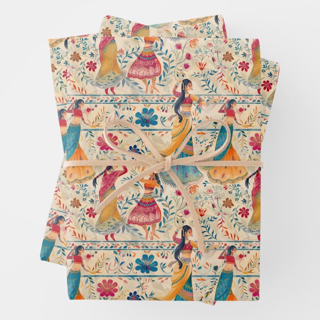 Abstrakte Bollywood-Tänzer Geschenkpapier Set (Beispiel)