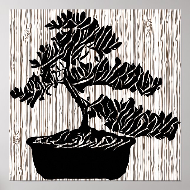 Abstrakte Bonsai Silhouette Originale Kunst, Dicht Poster (Vorne)