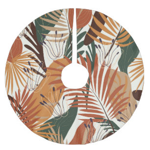 Abstrakte Botanicals: Wunder der weißen Leinwand Polyester Weihnachtsbaumdecke