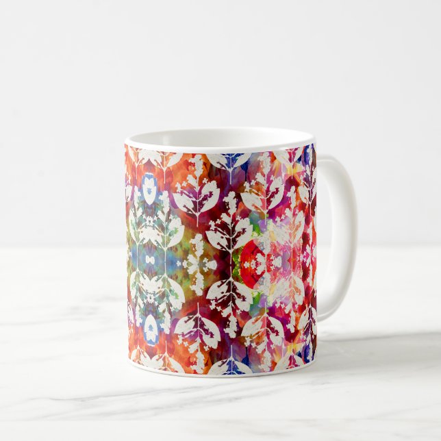 Abstrakte botanische Blätter Kaffeetasse (VorderseiteRechts)