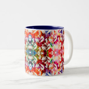 Abstrakte botanische Blätter Zweifarbige Tasse