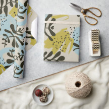 Abstrakte Botanische Boheme Pastell Grün Blau