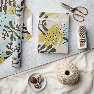 Abstrakte Botanische Boheme Pastell Grün Blau Geschenkpapier