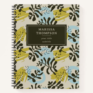 Abstrakte Botanische Boheme Pastell Grün Blau Notizbuch