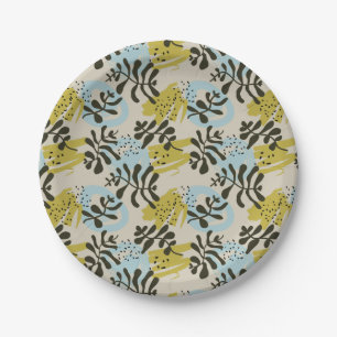 Abstrakte Botanische Boheme Pastell Grün Blau Pappteller