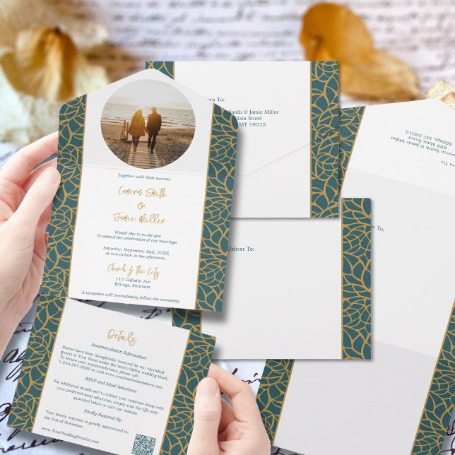 Abstrakte botanische Foliage - Einladung (Abstract Botanical Foliage All-in-One Invitation)