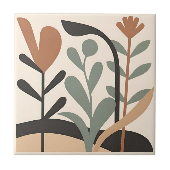 Abstrakte botanische Formen Fliese (Vorderseite)