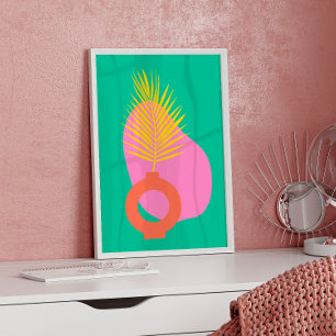 Abstrakte botanische Formen in Grün Poster