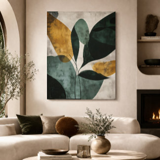 Abstrakte Botanische Grüne Senf Texturiert Minimal Poster