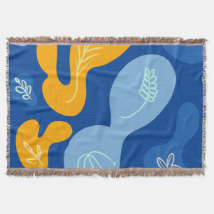 Abstrakte botanische Klumpen Blau Gelb Decke