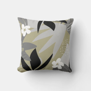 Abstrakte botanische Kunst   Grey & Sage Green Kissen